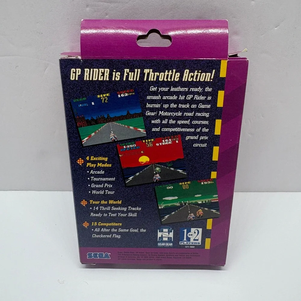 CIB GP Rider Video Game Motorcycle Racing Sega Game Gear